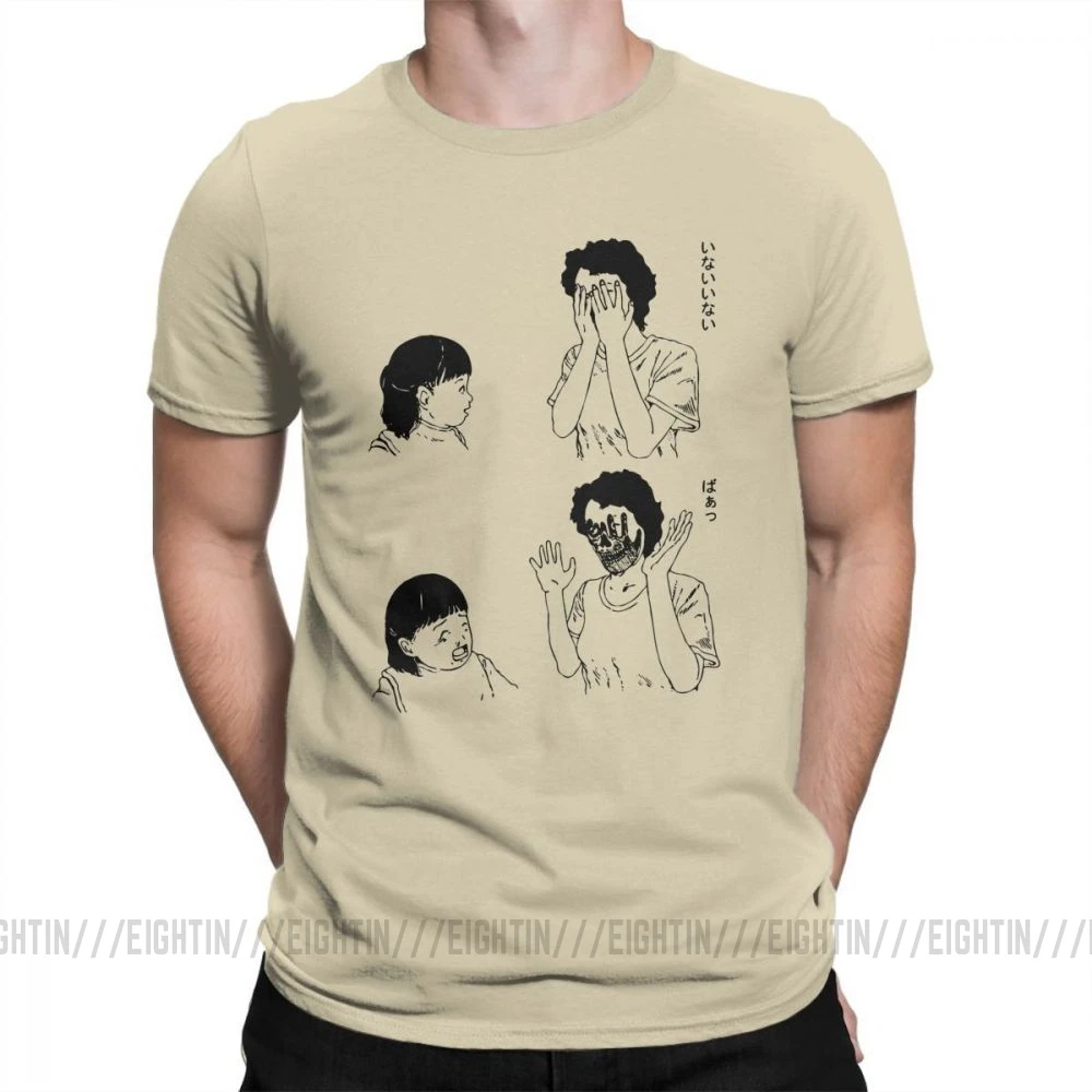 Мужские футболки HoJunji Ito Shintaro/забавная футболка с короткими рукавами в стиле ужасов на Хэллоуин Одежда с круглым вырезом Новое поступление хлопковой футболки - Цвет: Хаки