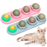 catnip wall ball toys for cats rotatable snack edible balls refillable dental treats care teeth edible licking toys for kitten