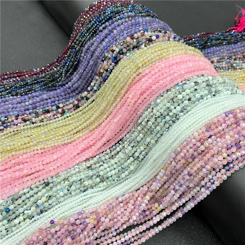 Маленькие натуральные AB турмалиновые бусины Круглые граненые 2 3 4 мм каменные для