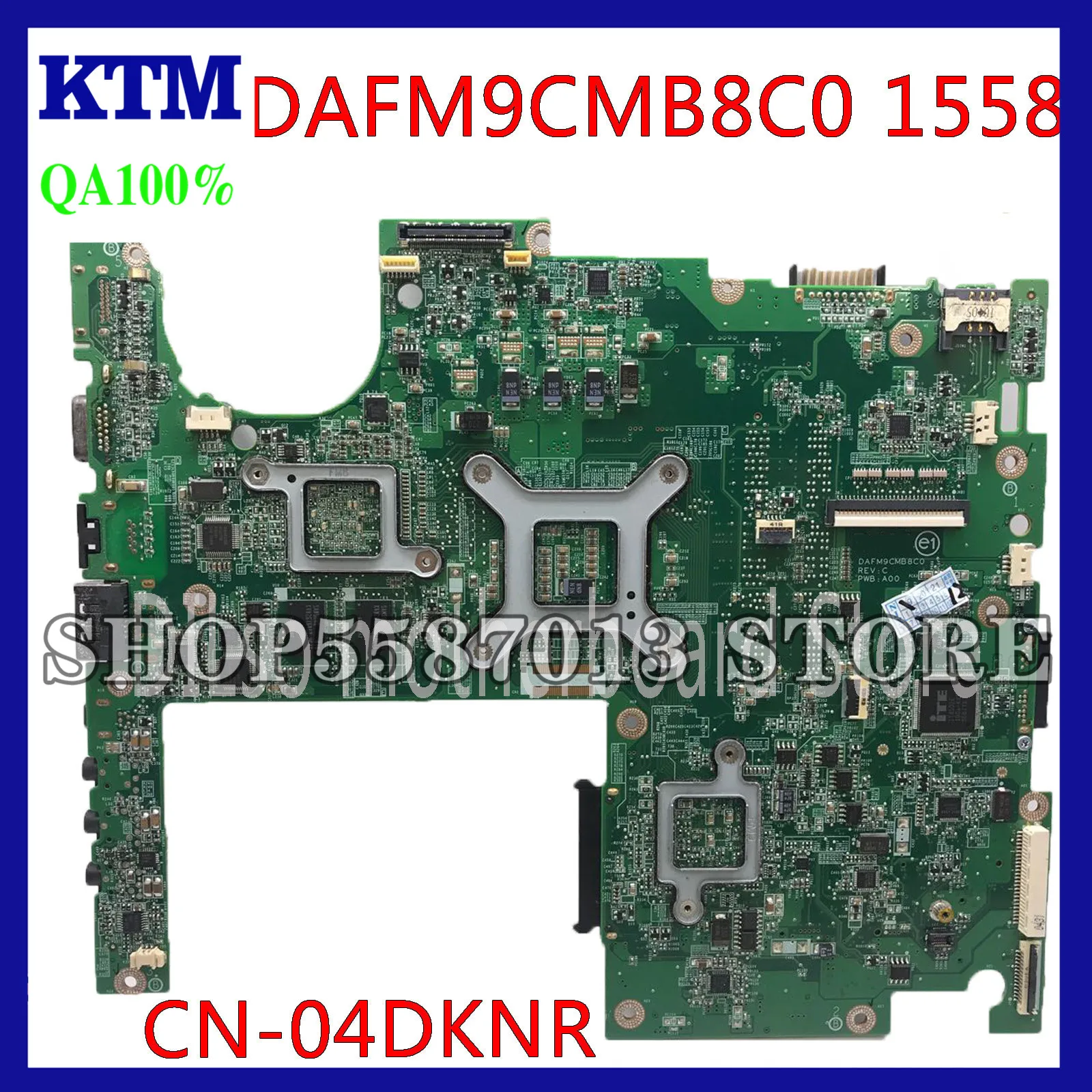 

KEFU DAFM9CMB8C0 Motherboard FOR Dell Studio 1558 Laptop Motherboard CN-04DKNR HM55 PGA989 DDR3 HD5470 1GB original 100% tested