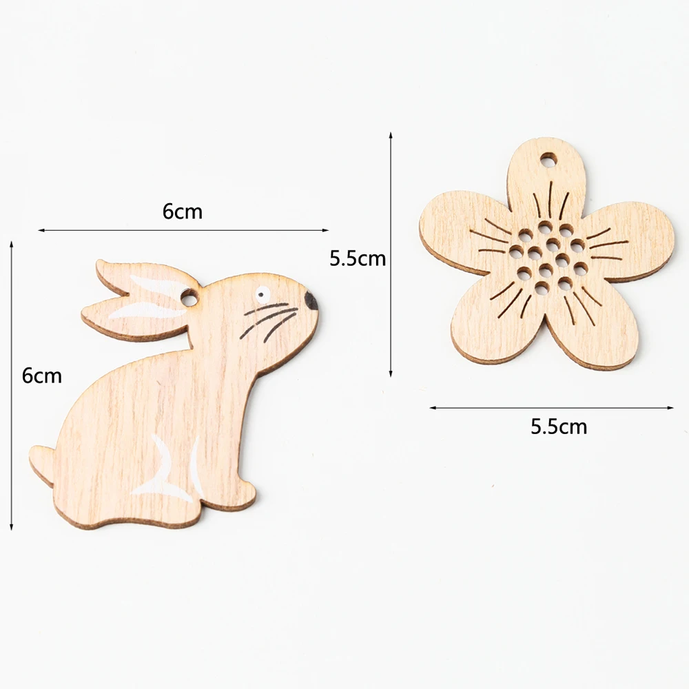 8 шт./упак. пасхальное украшение висит кролик яйцо деревянные украшения ремесла