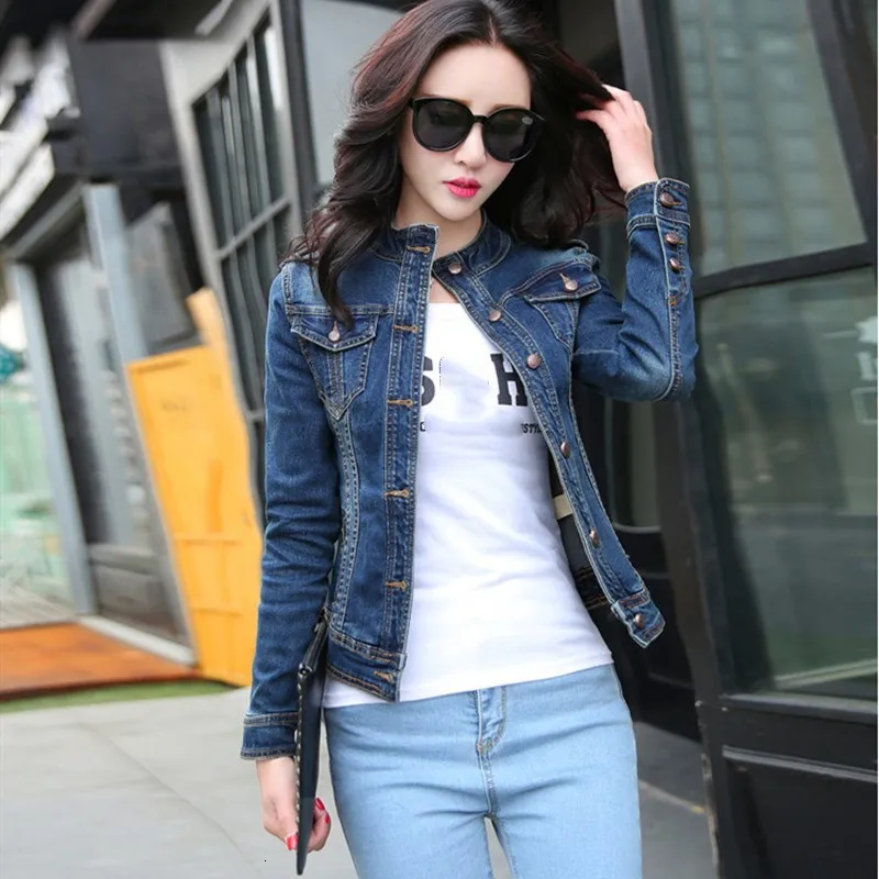 2019 Женская куртка с длинным рукавом осенняя женская джинсовая размера плюс