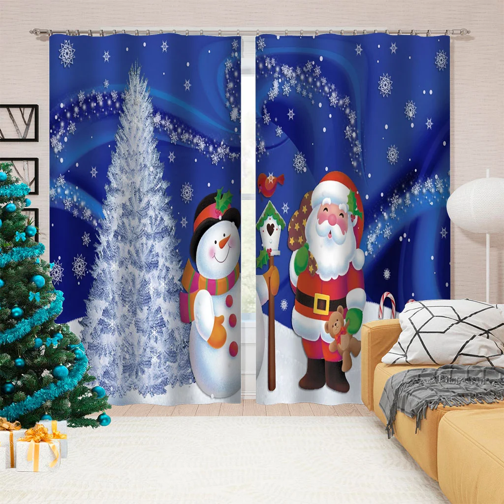 

European Curtains Decoration curtains Luxury Blackout 3D Window Curtains For Living Room Bedroom blue christmas curtains