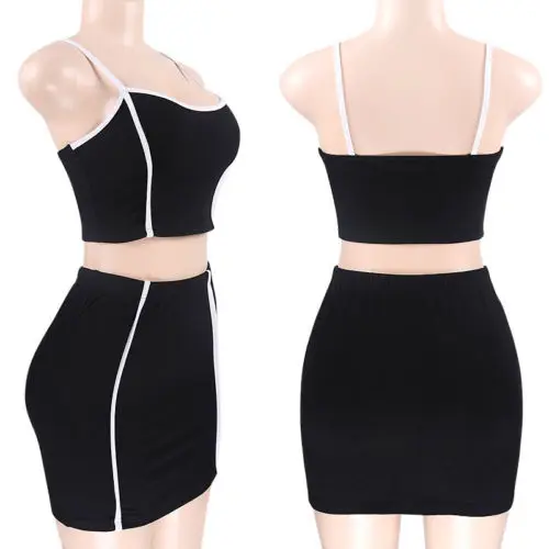 

2019 New Hot Sale Latest Summer Fashion Women 2 Piece Set Dresses Bodycon Skirt Outfit Crop Top Mini Summer Dress