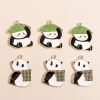 10pcs 2328mm cute enamel panda charms diy jewelry findings kawaii animal necklace bracelet pendant for jewelry making