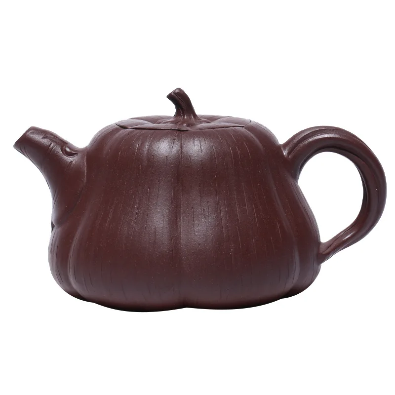 

Yixing purple clay teapot all handmade raw ore purple clay pumpkin teapot gift lettering