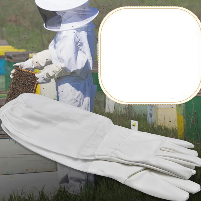 

1 Pc White Sheepskin Gloves Against Anti Bee Sting Special Breathable Hollow Care Bees Stab Resistant BeeKeeping Cut Proof