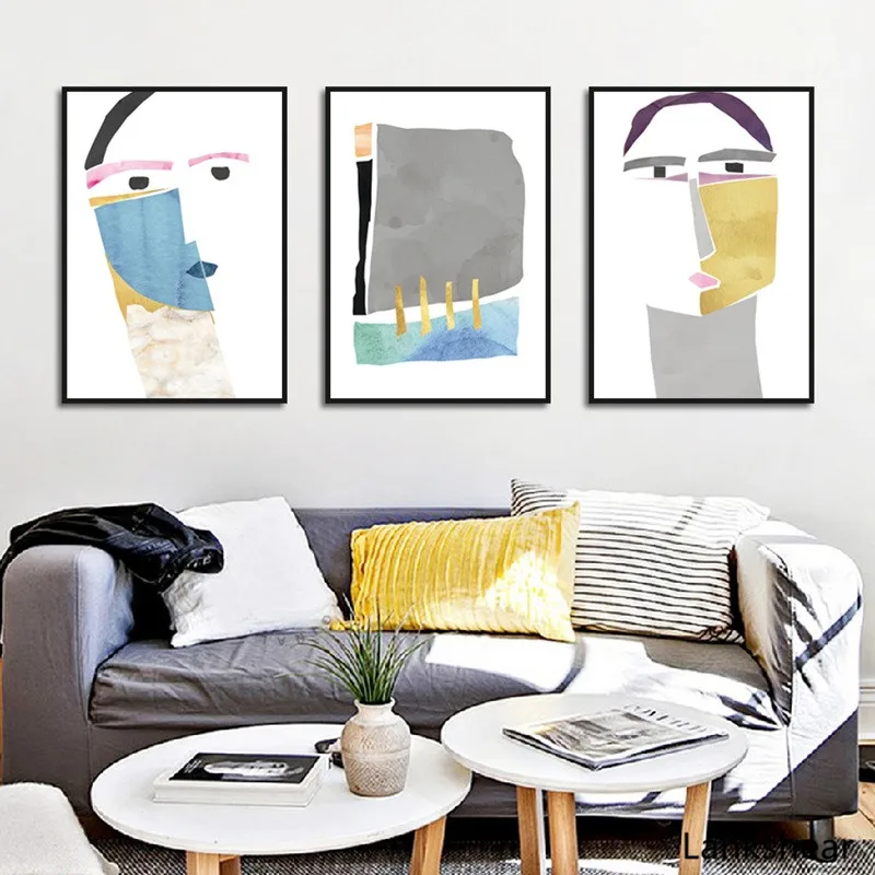 Абстрактный Рисунок линии геометрический Nordic Wall Art Холст Картина Плакаты и