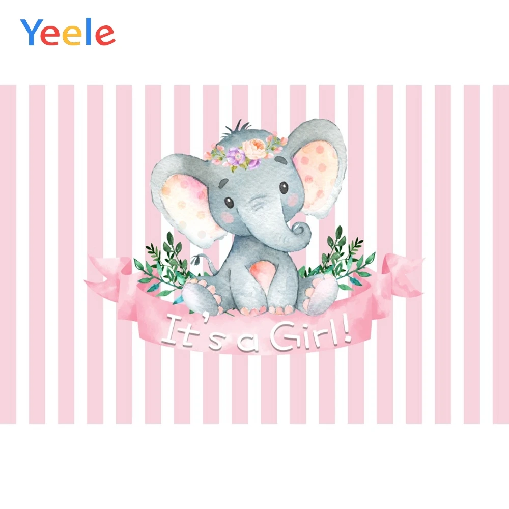 

Фон для фотосъемки детей Yeele со слоном и розовыми полосками