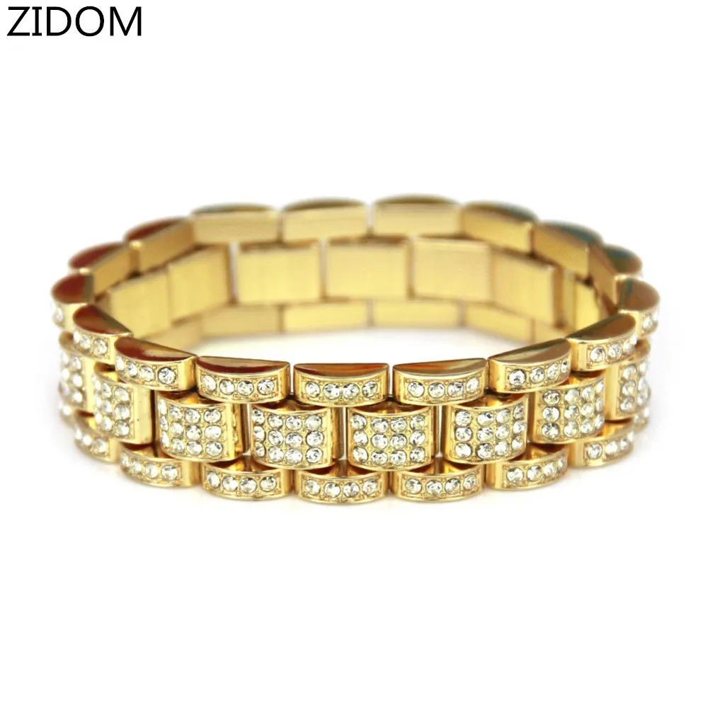2018 Новое поступление мужские хип-хоп iced out bling браслеты модные 1 5 см/18 см длинный