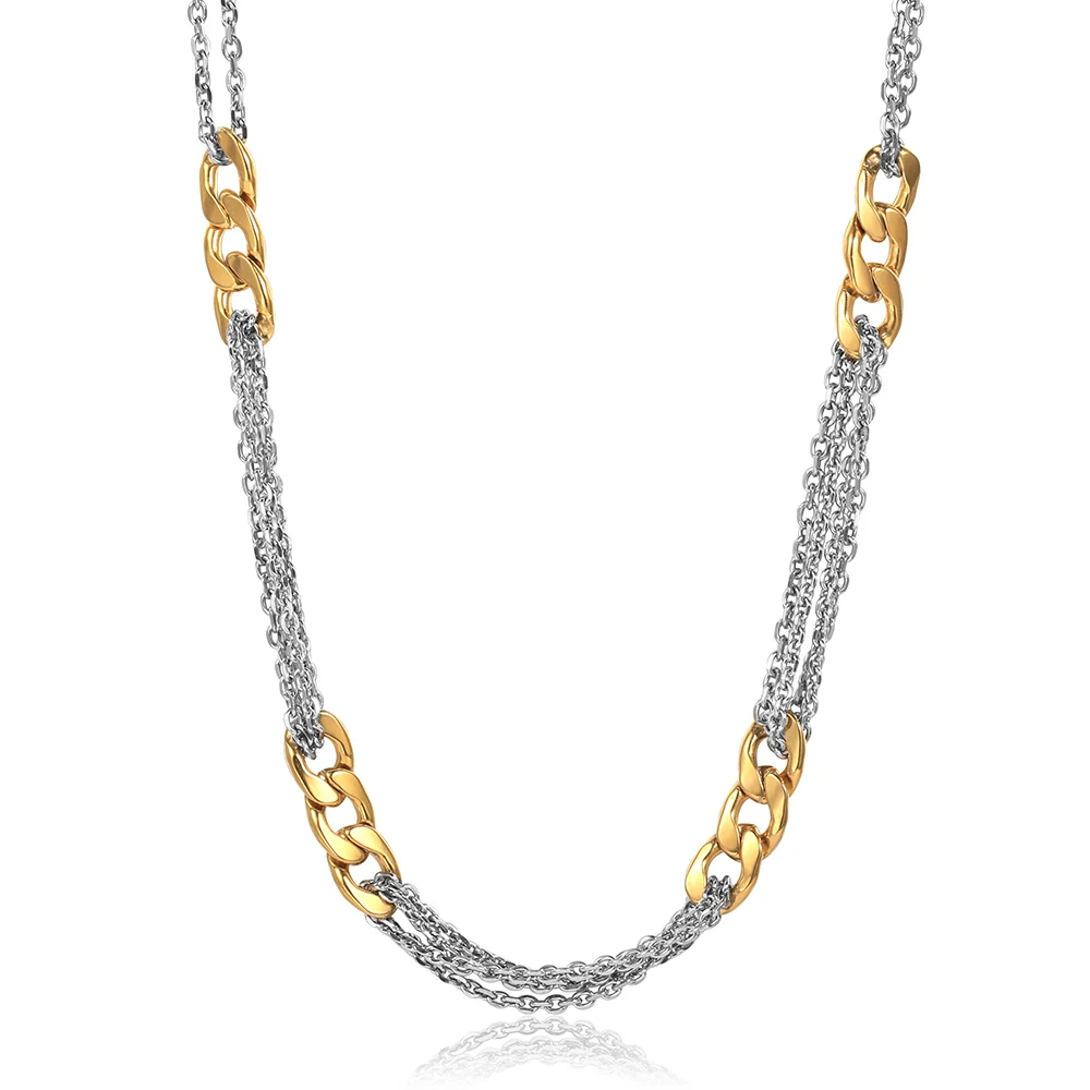 Женское и мужское колье из нержавеющей стали золотого цвета с кубинской цепочкой