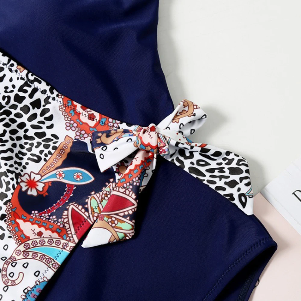 Женский слитный купальник с принтом винтажный открытой спиной и Монокини лето 2020