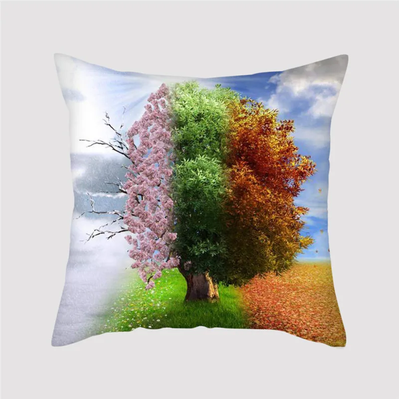 

Fuwatacchi Colorful Tree Cushion Cover Dusk Spring Soft Throw Pillow Cover Decorative Sofa Pillow Case Pillowcase