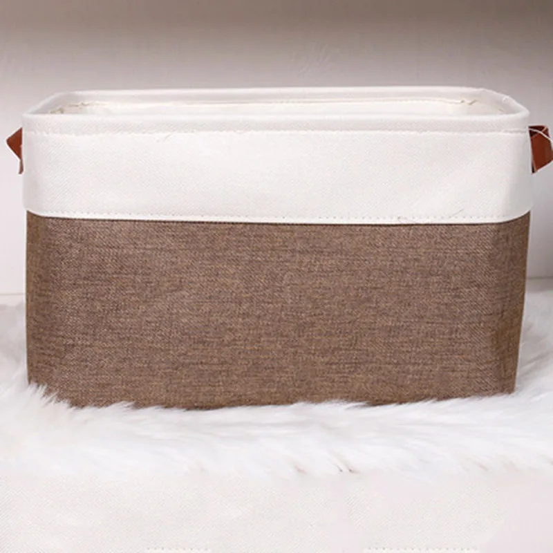 

New Cotton Linen Storage Baskets without Cover Double Layer Double Handle Storage Box Clothes Toy-30