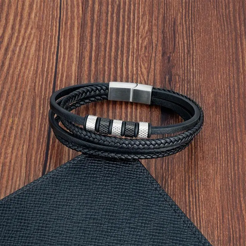 Роскошный браслет из нержавеющей стали с бусинами модная мужская бижутерия