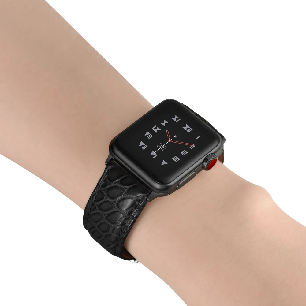Кожаный ремешок с крокодиловой кожей для Apple watch band 44 мм 40 Лучший производительный