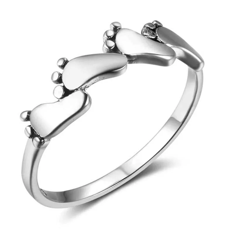

Mifeiya Creative Silver Color Cute Footprints Alloy Female Ring for Women Party Jewelry Accessories Size 5-12