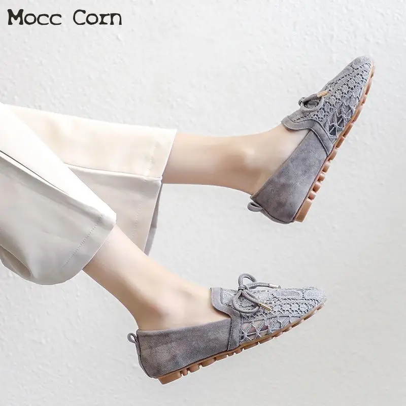 Женские Летние балетки с бантом на плоской подошве женские лоферы без застежек