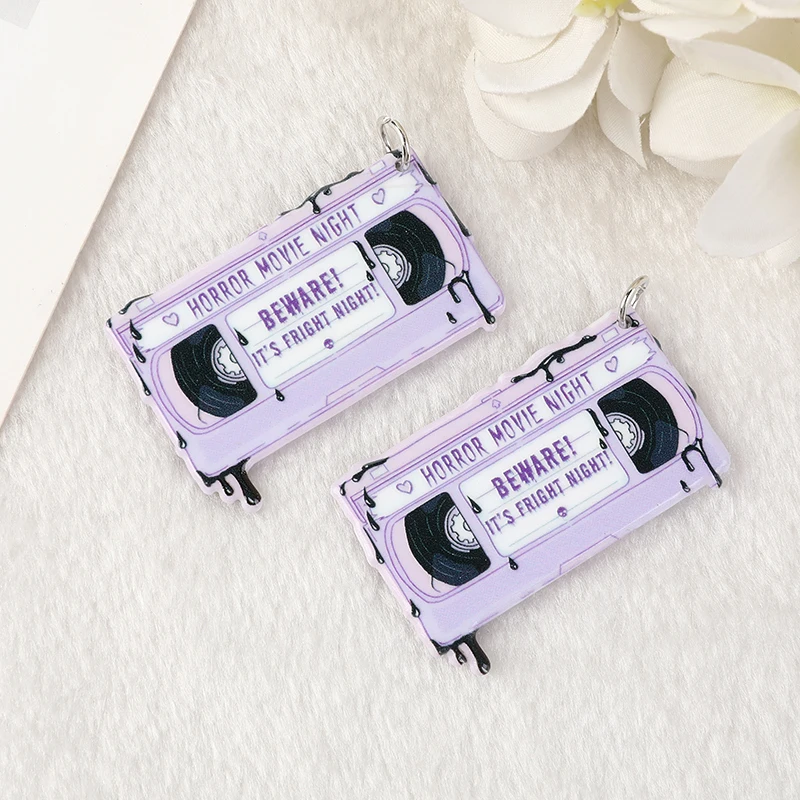 12Pcs Pastel Goth Halloween Charms Spooky TV Horror Movie Acrylic Jewlery Findings For Earring Necklace Diy Making - купить по