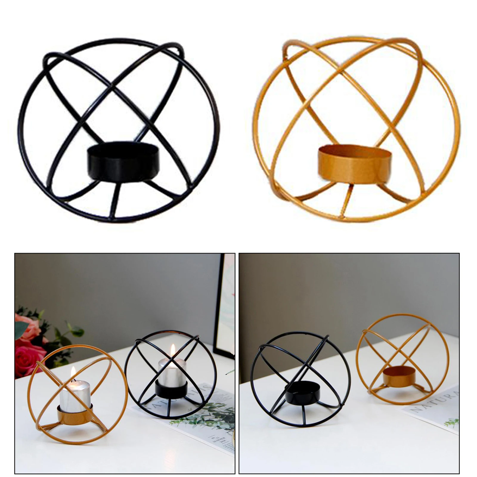 

Geometric Candle Holder Candlestick Centerpiece Birthday Ornament Black