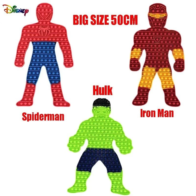 

50cm Big Disney Spiderman Gigante Fidget Toys Kit Completo Marvel Push Bubble Sensory Relief Anti Stress Kawaii For Kids Adult