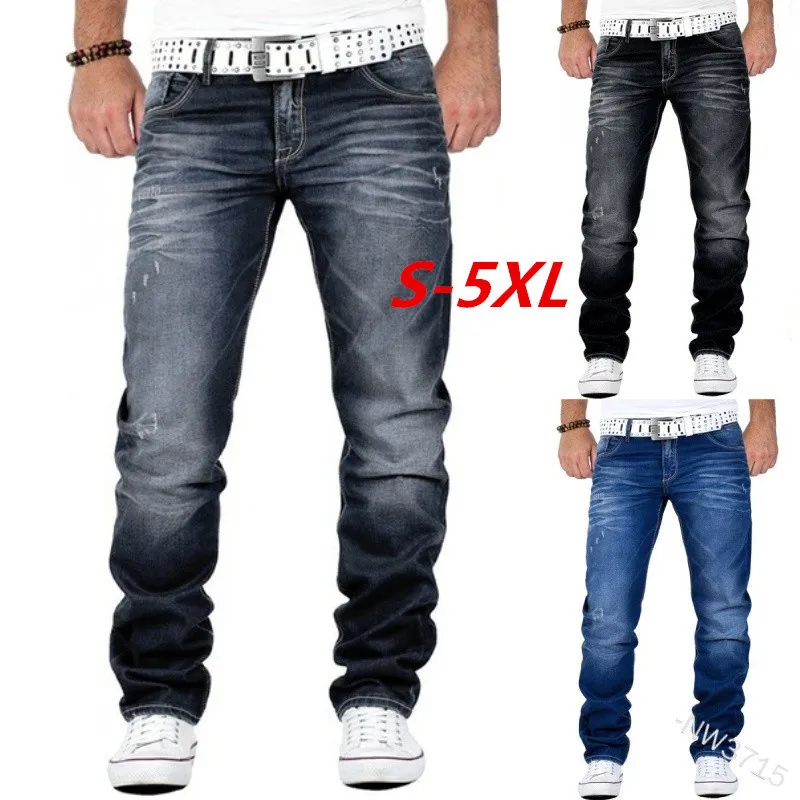 

Выбеленные джинсы Mandylandy с эффектом потертости, средней талией, слегка свободные прямые мужские джинсы с высокой талией, Осенние повседневн...