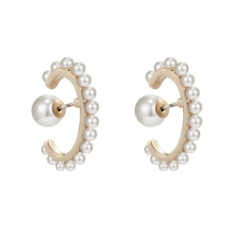 

LS Dongdaemun Silver Needle Personality Pearl Earrings Female ins Baroque Minority High Sense earrings