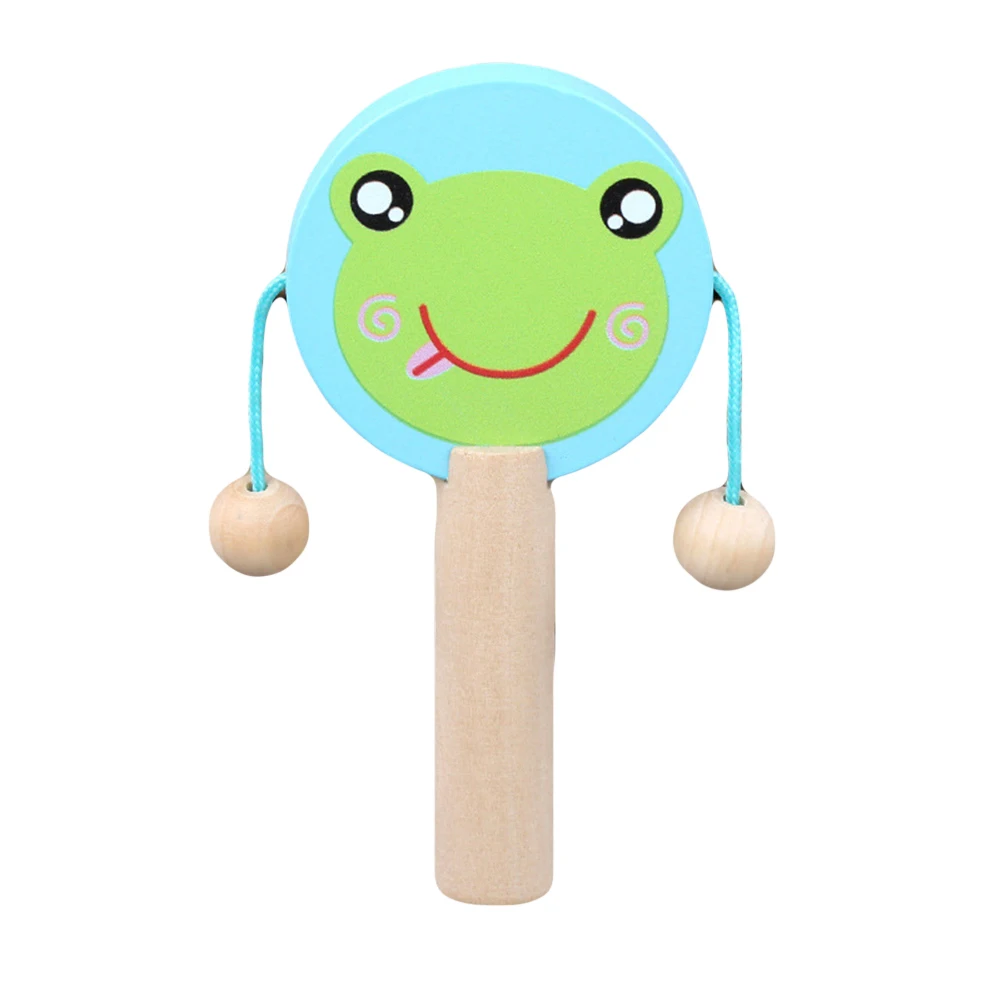 Cartoon Animal Wooden Handheld Musical Rattle Drum Shaker Education Baby Toy Intelligence Develop Toys