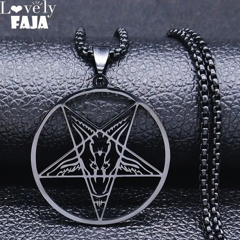 Большой Талисман Baphomet черный цвет ожерелье из нержавеющей стали кулон козья