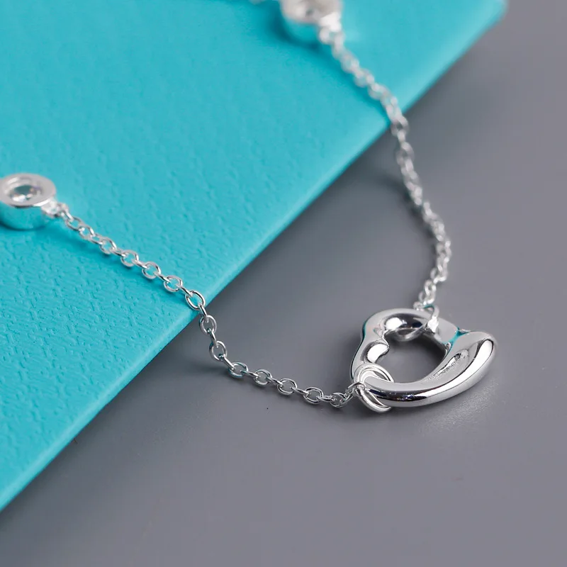 

DOYUBO Classical Women's Sterling Silver Heart Charms Bracelets Lady Fashion Real Silver Bracelet & Bangles Fine Jewelry VD055