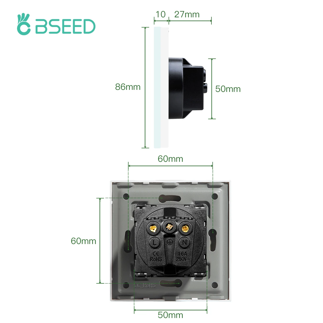 Настенные розетки BSEED европейского стандарта одинарные мощные двухрамные
