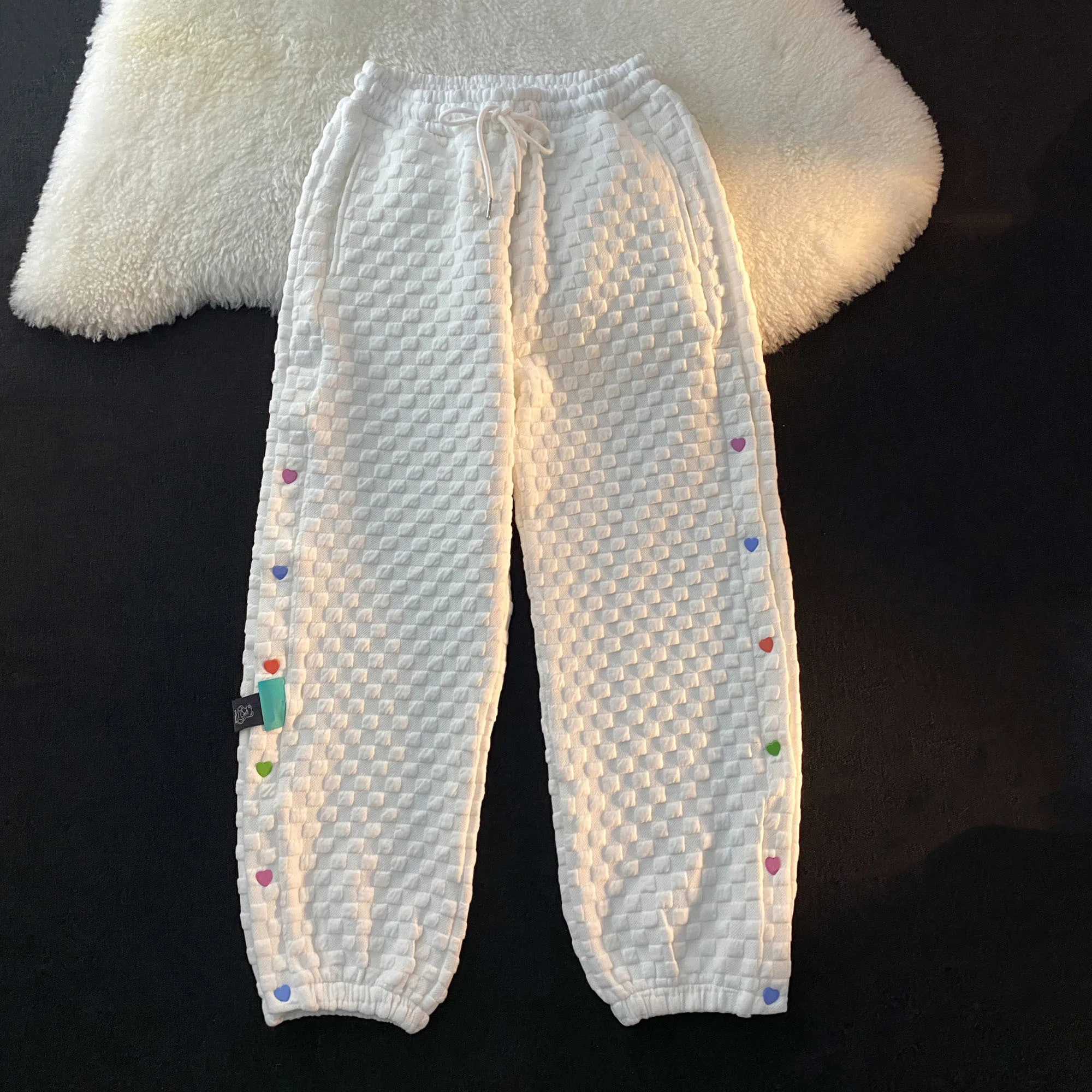 

Korean Streetwear Oversize Sweatpants Vintage Japanese Preppy Style High Waist Pants Autumn Winter High Street Plaid Trousers