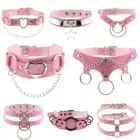 Женские ожерелья из искусственной кожи, 33 вида, в готическом розовом стиле, геометрическое колье в стиле панк-рок, ошейник с заклепками, праздничные украшения