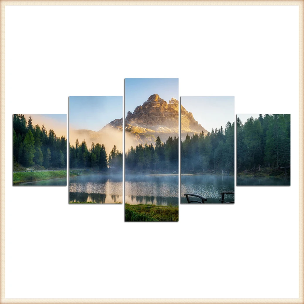 

HD 5 Pieces Scenic Snow-capped and Lakes Pictures Posters Wall Art Home Decor for Living Room Painting Wall Art Anime Poster