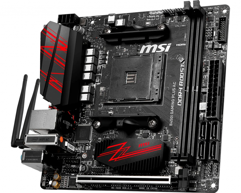 Материнская плата MSI b450I-GAMING-PLUS-AC am4 amd ryzen M.2 USB 3 1 DDR4 display port HDMI Mini-ITX B450I GAMING PLUS AC 2011 |