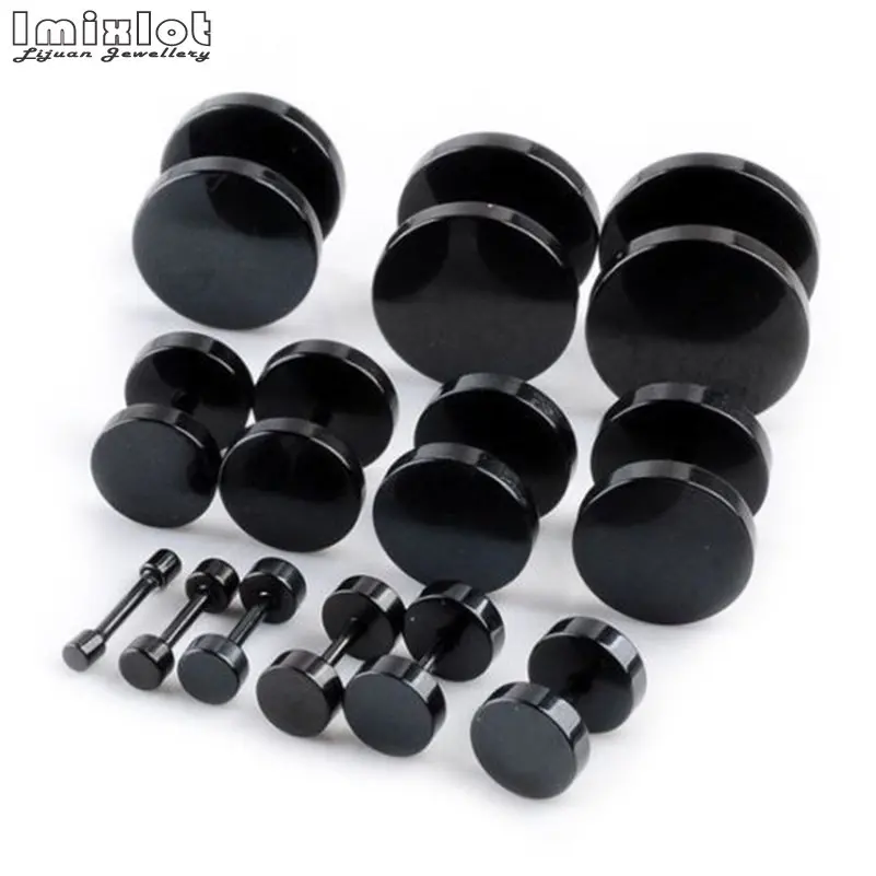 1PC Punk Black Stainless Steel Stud Earrings for Men Women Gothic 6/8/10/12/14mm Round Barbell Earring Men's Jewelry | Украшения и