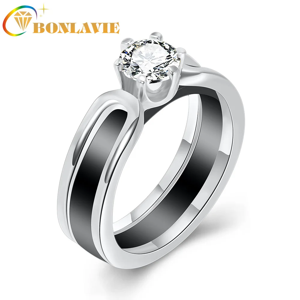 BONLAVIE керамическое корейское модное женское кольцо инкрустированное цирконием