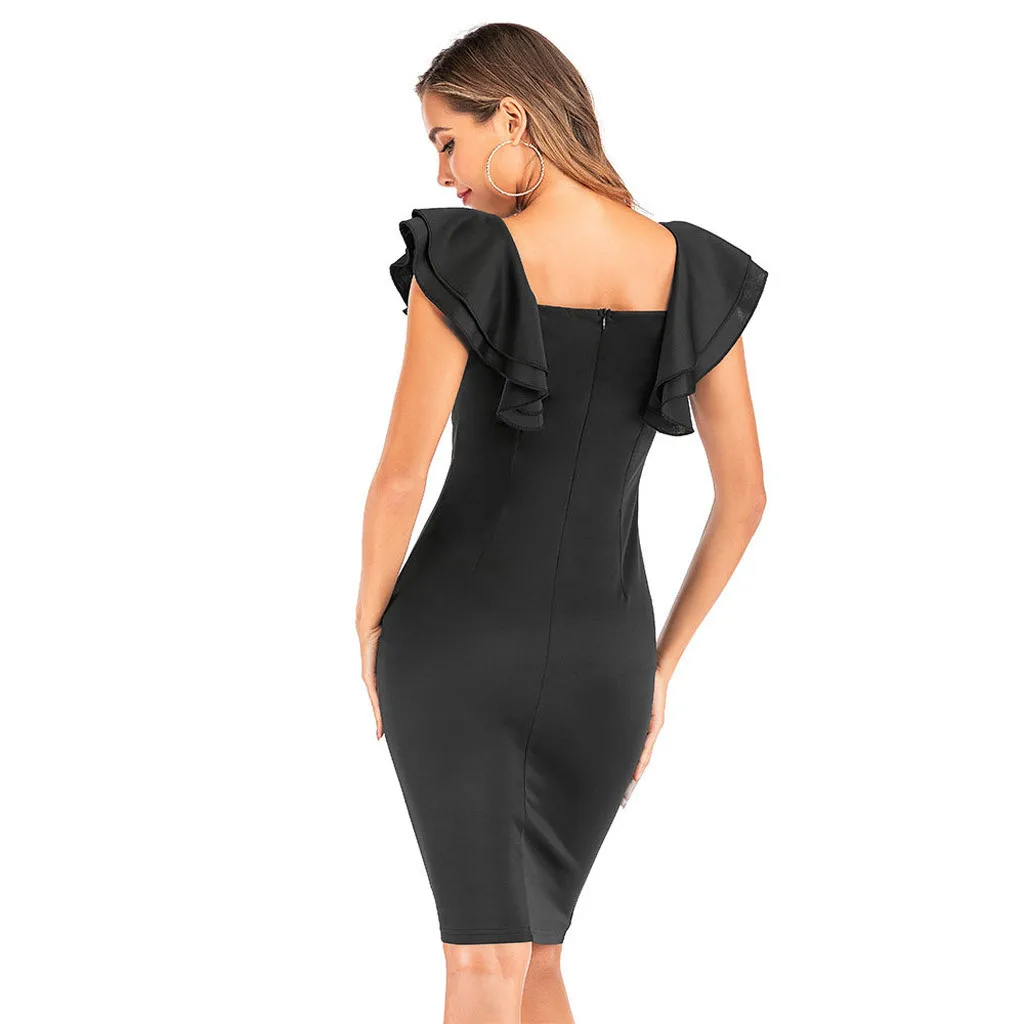 Для женщин сексуальное платье с круглым вырезом пузырь короткий рукав открытой