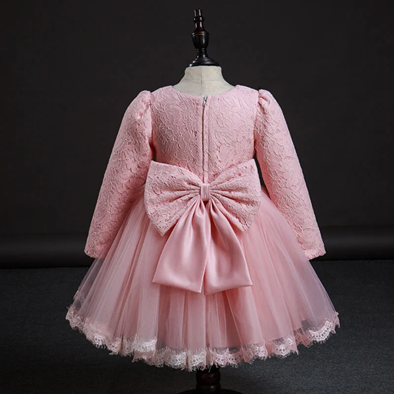 

2019 Fall Girl Dress Long Sleeve Big Bow Childrens Baby Girl Princess Winter Clothes Christmas Party Wear