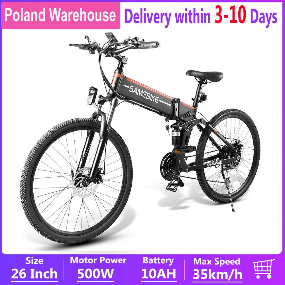 

Складной электровелосипед Samebike, 26 дюймов, 48 В, 500 Вт, мощный мотор, вспомогательный велосипед, 40-80 км, мопед, режим 35 км/ч, высокоскоростной эле...