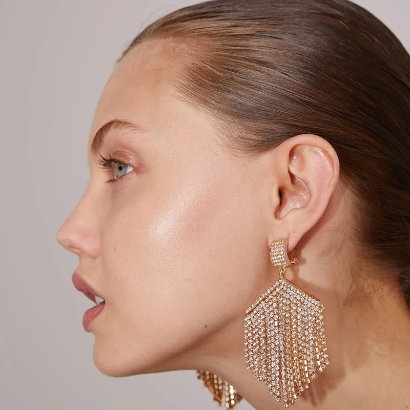 Необычные Роскошные блестящие висячие серьги ZA с кристаллами массивные