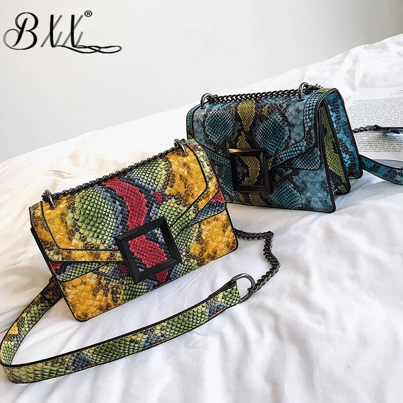 BXX Sac / 2019 Fashion Autumn Winter Luxury Women's Handbags Designer Snake Pattern Chain Single Shoulder Messenger Bag ZE938 | Багаж и
