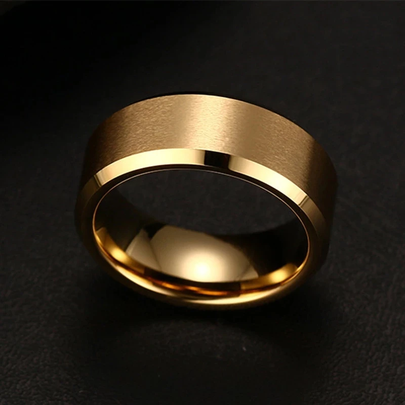 

New Arrival 8mm Glossy Ring Double Beveled Titanium Steel for Men Women Wedding Engagement Rings Jewelry Gift Wholesale