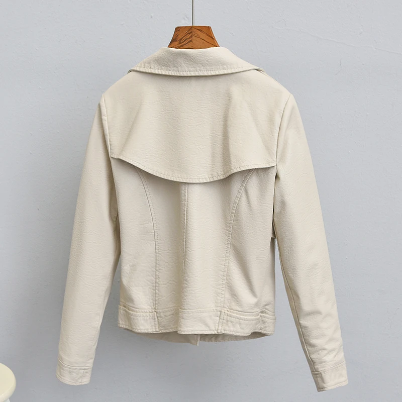 Куртка женская из искусственной кожи базовый пиджак свободного покроя с