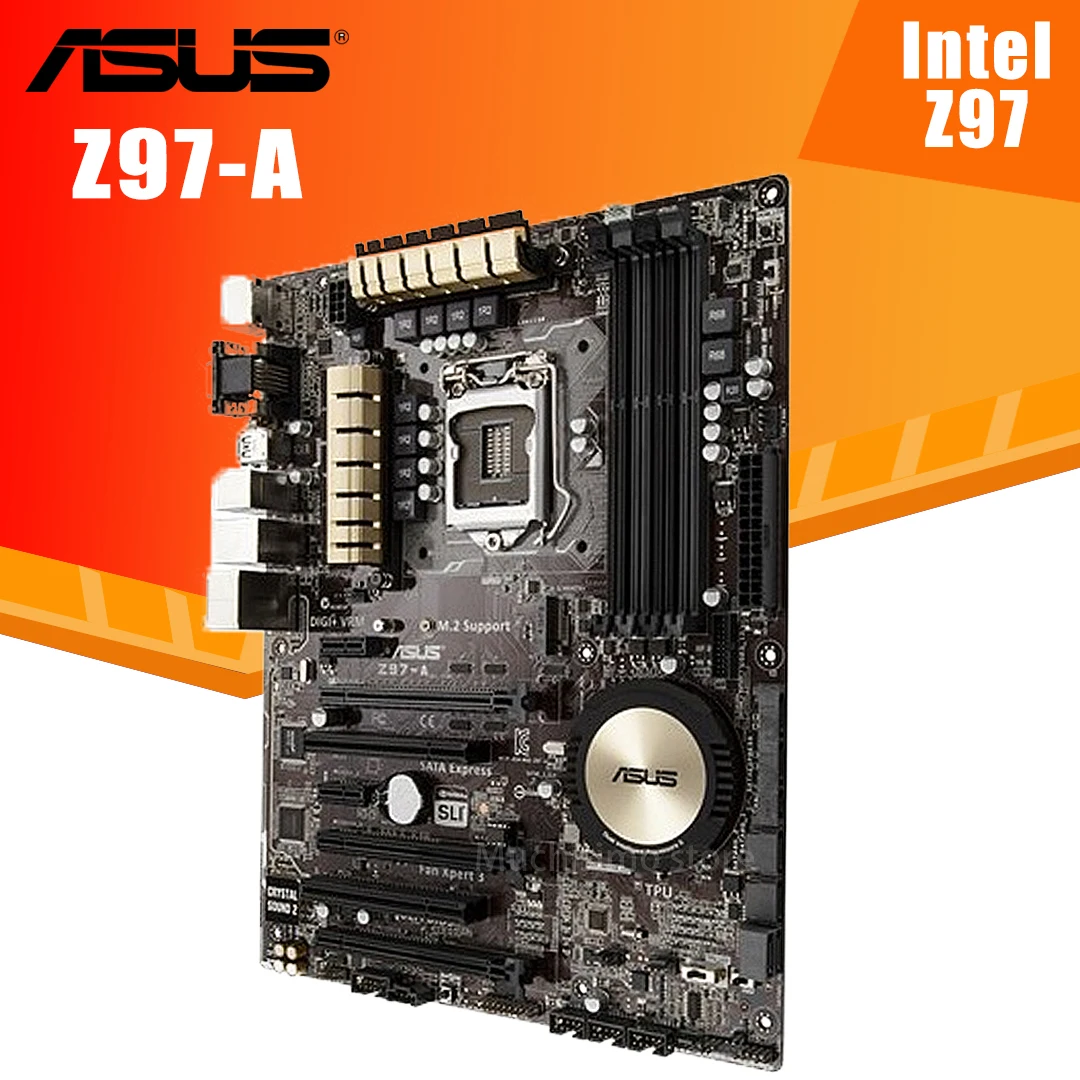Verkaufen LGA 1150 Asus Z97-A Motherboard PCI-E 3,0 DDR3 M.2 DVI SATA Kompatibel-HDMI Core I7 I5 I3 Desktop Z97 Placa-Mãe 1150 ATX Verwendet