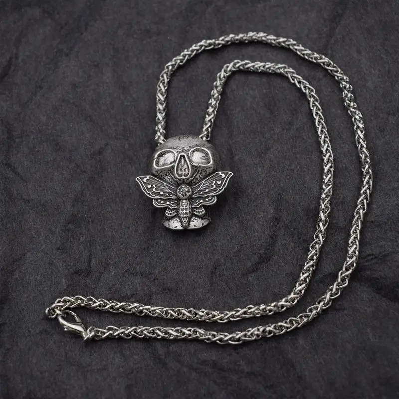 silver style 2 Большой Череп и Мертвая голова мотылька украшения с насекомыми бабочками кулон ожерелье - Окраска металла: silver style 2