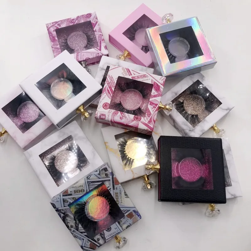 Чехол для объемных ресниц посылка с блестками 3D твердый картонный чехол