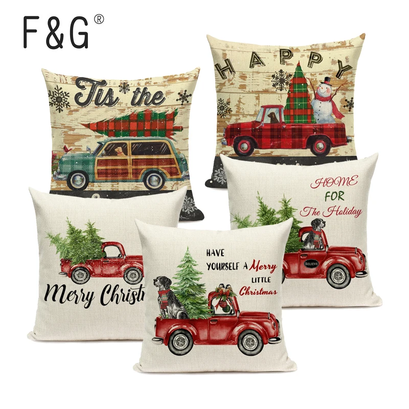 

Christmas Tree Car Cushion Cover Merry Christmas Pillowcase Living Room Christmas Decorations for Home Decor Xmas Gift