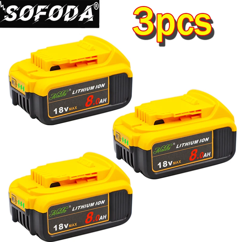 3pcsALTO 18 V 8.0Ah MAX XR батарея Электроинструмент Замена для DeWalt DCB184 DCB181 DCB182 DCB200 20V 8A вольт