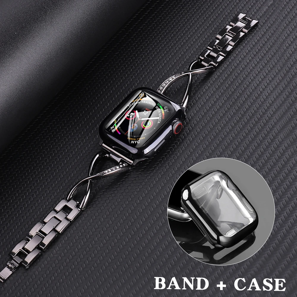 

Women Diamond Watch Bands for Apple Watch Series 6 5 4 3 2 Watch 38mm 40mm 42mm 44mm Stainless Steel strap Bracelet Wristband